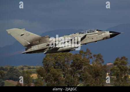 An Italian Air Force Tornado fighter-bomber takes off for a training flight. Stock Photo
