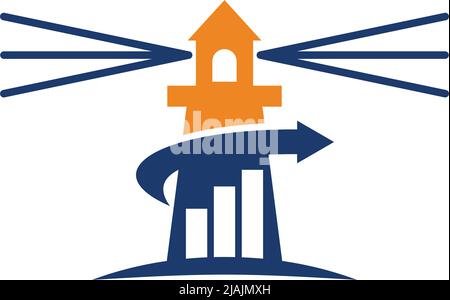 Lighthouse accounting business logo Icon Illustration Brand Identity Stock Vector