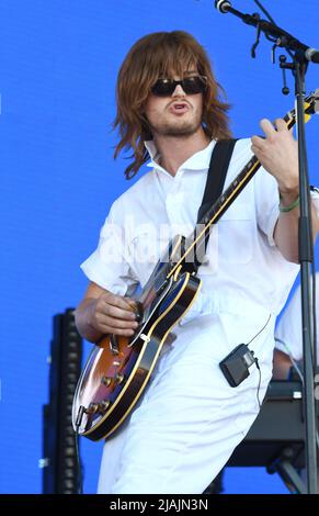 Actor and musician Joe Keery, stage name DJO, is shown performing on