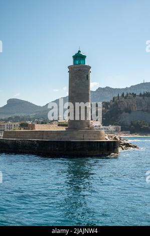 View from seaside on Provencal Cassis, boat excursion to Calanques national park in Provence, France Stock Photo