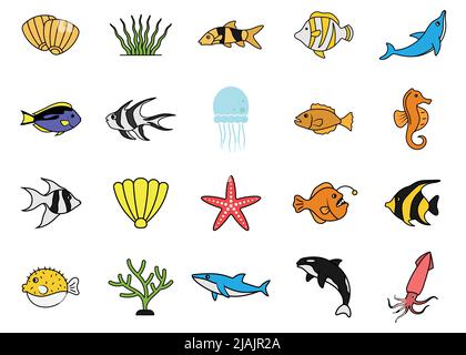 Ocean icon set design template vector illustration Stock Vector