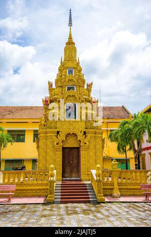 An Giang province, Vietnam - 01 May 2022: view of Xa Ton or Xvayton pagoda in Tri Ton town, one of the most famous Khmer pagodas in An Giang province, Stock Photo