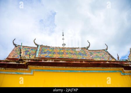 An Giang province, Vietnam - 01 May 2022: view of Xa Ton or Xvayton pagoda in Tri Ton town, one of the most famous Khmer pagodas in An Giang province, Stock Photo