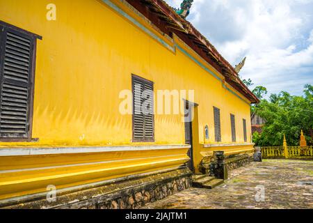 An Giang province, Vietnam - 01 May 2022: view of Xa Ton or Xvayton pagoda in Tri Ton town, one of the most famous Khmer pagodas in An Giang province, Stock Photo