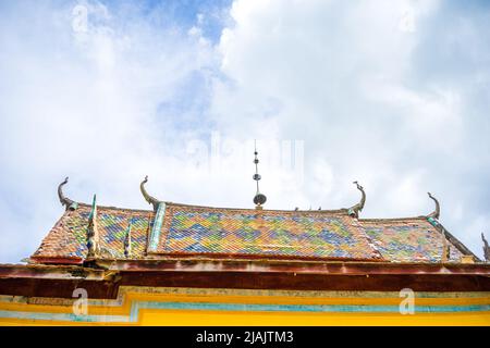 An Giang province, Vietnam - 01 May 2022: view of Xa Ton or Xvayton pagoda in Tri Ton town, one of the most famous Khmer pagodas in An Giang province, Stock Photo