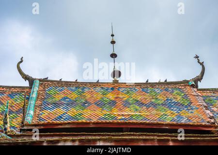 An Giang province, Vietnam - 01 May 2022: view of Xa Ton or Xvayton pagoda in Tri Ton town, one of the most famous Khmer pagodas in An Giang province, Stock Photo