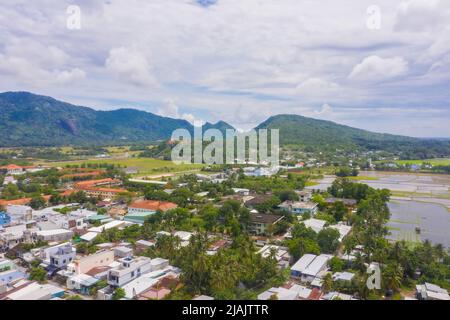 An Giang province, Vietnam - 01 May 2022: view of Xa Ton or Xvayton pagoda in Tri Ton town, one of the most famous Khmer pagodas in An Giang province, Stock Photo