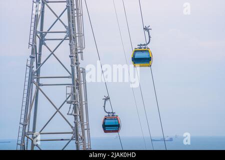 Ho May cable car and station on Nui Lon mountain in Vung Tau city and coast, Vietnam. Vung Tau is a famous coastal city in the South of Vietnam. Trave Stock Photo