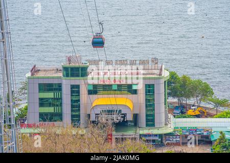 Ho May cable car and station on Nui Lon mountain in Vung Tau city and coast, Vietnam. Vung Tau is a famous coastal city in the South of Vietnam. Trave Stock Photo