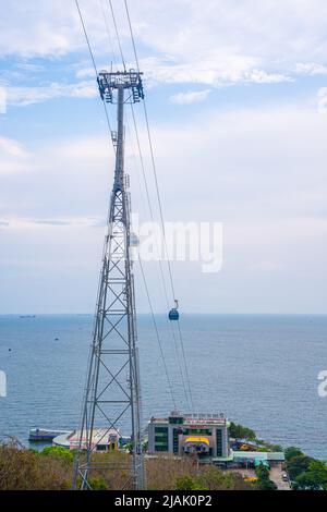 Ho May cable car and station on Nui Lon mountain in Vung Tau city and coast, Vietnam. Vung Tau is a famous coastal city in the South of Vietnam. Trave Stock Photo