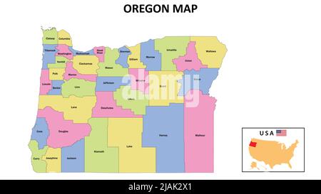 Oregon Map. State and district map of Oregon. Political map of Oregon ...