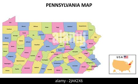 Pennsylvania Map. Political map of Pennsylvania with boundaries in ...