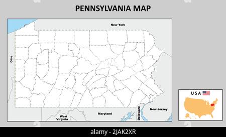 Pennsylvania Map. Political map of Pennsylvania with boundaries in ...