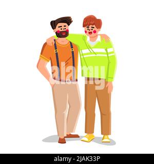 Boys Friends Hugging And Resting Together Vector Stock Vector