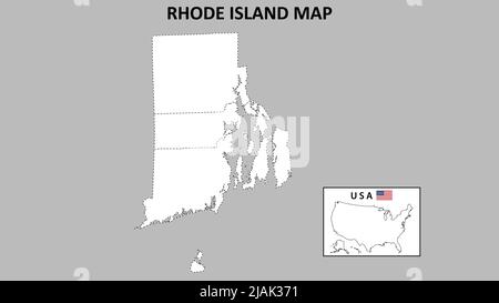 Rhode Island Map. District map of Rhode Island in District map of Rhode Island in color with capital. Stock Vector