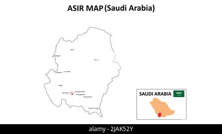 Asir Map. Asir Map of Saudi Arabia with color background and all states ...