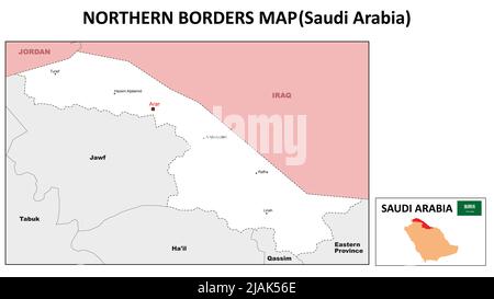Northern Borders map. Political map of Northern Borders. Northern Borders Map of Saudi Arabia with white color. Stock Vector