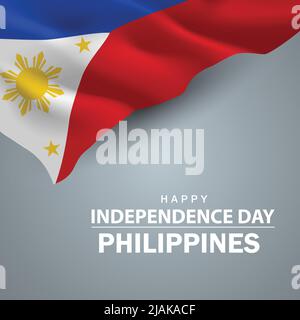 happy independence day Philippines. 3d flag. vector illustration design Stock Vector