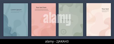 Creative modern layout template set in minimalist style with curved shapes. Backgrounds leaflet brochure covers or web pages with trendy colors.Trendy Stock Vector