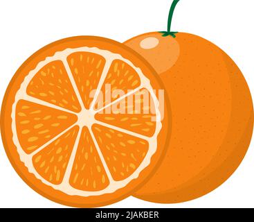slice of ripe juicy orange isolated on white background, flat design vector illustration Stock Vector