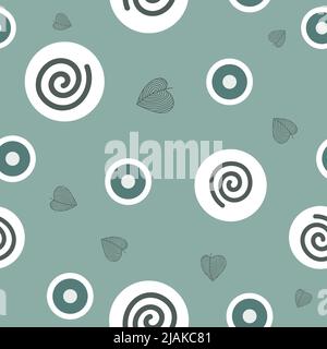 Monochromatic dotted abstract geometric pattern on green background. Stock Vector