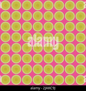 Green circles on pink background. Seamless pattern. Stock Vector