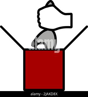 Rabbit In Magic Box Icon. Editable Bold Outline With Color Fill Design. Vector Illustration. Stock Vector