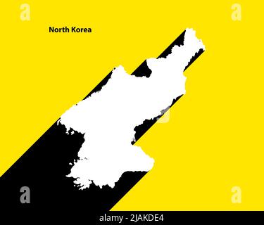 North Korea Map on retro poster with long shadow. Vintage sign easy to edit, manipulate, resize or colorize. Stock Vector