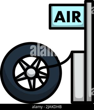 Wheels Pump Station Icon. Editable Bold Outline With Color Fill Design. Vector Illustration. Stock Vector