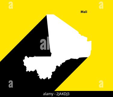 Mali Map on retro poster with long shadow. Vintage sign easy to edit, manipulate, resize or colorize. Stock Vector