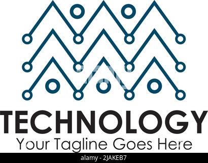 Technology logo design with using circuit element vector template illustration Stock Vector