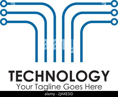 Technology logo design with using circuit element vector template illustration Stock Vector
