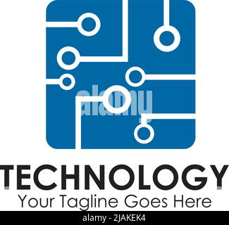 Technology logo design with using circuit element vector template illustration Stock Vector