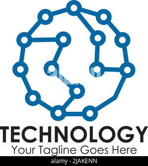 Technology logo design with using circuit element vector template illustration Stock Vector
