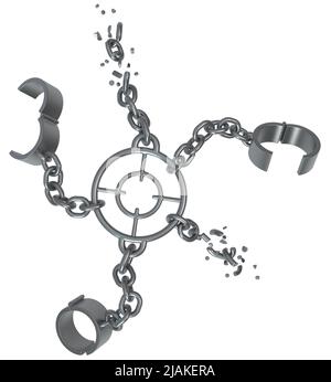 Targeting Chain Aiming chain targeting abstract grey metal 3d illustration, isolated ...