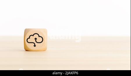 Cloud computing icon on wooden block. Copy space Stock Photo