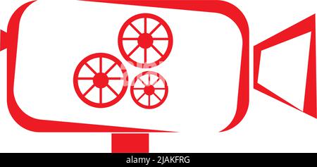 Movie maker company logo design vector template with using video recorder icon Stock Vector