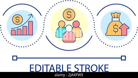 Improving business profitability loop concept icon Stock Vector