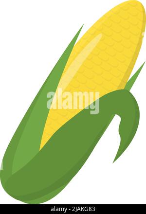 corn cob isolated on white background, flat design vector illustration Stock Vector