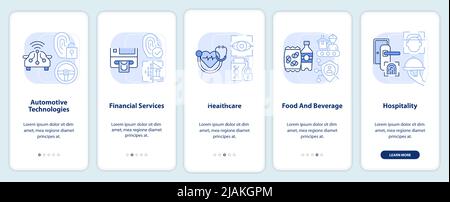Biometric technology using light blue onboarding mobile app screen Stock Vector