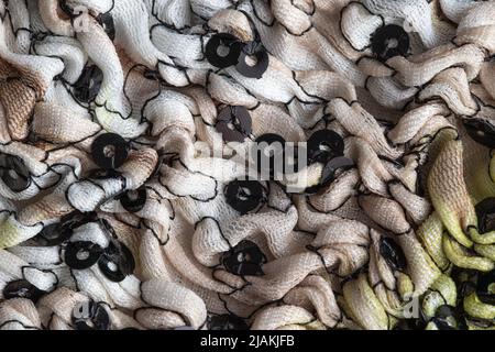Gray pleated material, background Macro Stock Photo