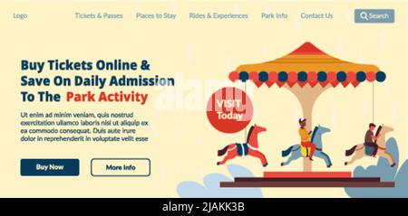 Buy tickets online for park activities, banner Stock Vector