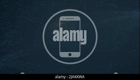 Image of smartphone icon and data processing Stock Photo