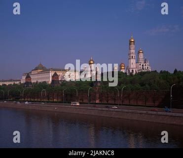 View of the Kremlin from the banks of the Moskva River in Moscow Stock Photo