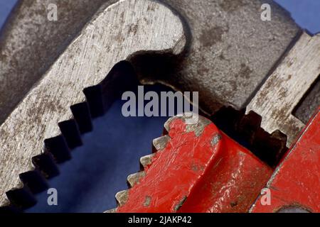 close-up detail of used old wrench Stock Photo