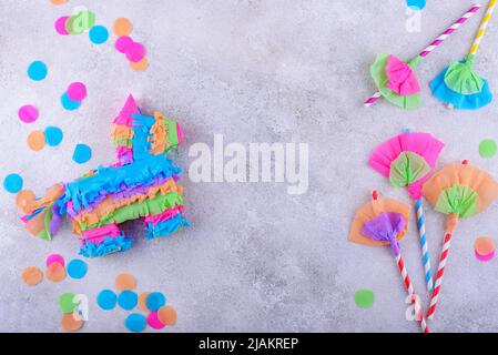 Traditional Mexican pinata in shape of donkey Stock Photo