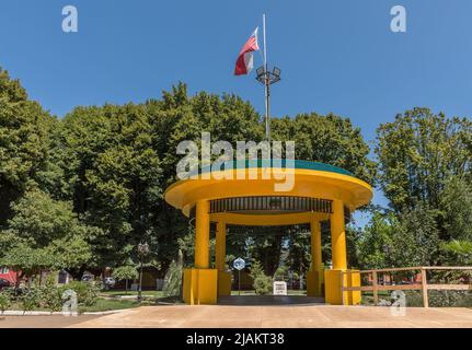 yellow pavilion, Plaza de Armas, Santa Barbara, Bio Bio Region, Chile Stock Photo