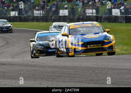 Ashley, Ash, Sutton driving the Ford Focus NAPA Racing car at Thruxton in May 2022 at the British Touring Cars , BTCC coming third in all 3 races Stock Photo