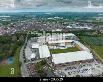 Vale Park , Robbie Williams Homecoming Concert in Burslem Stoke on Trent Aerial Drone View of the Stage FINISHED  and local area Port Vale FC Stock Photo