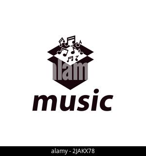 Black music box filled with music note vector logo design Stock Vector